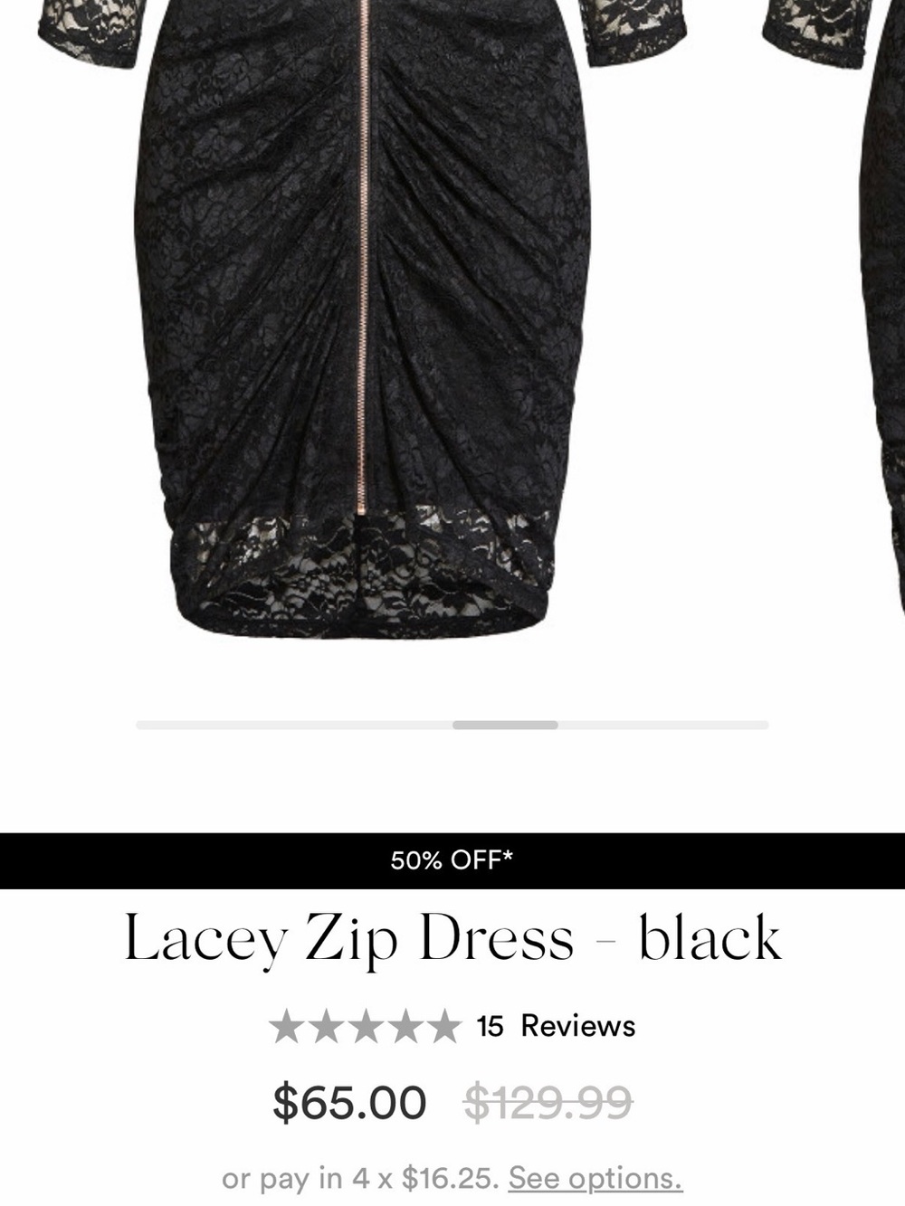 City Chic Black Lace Zip-Front Midi Dress - Picture 4 of 9